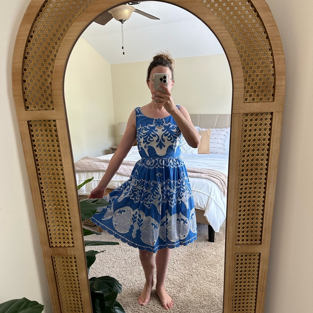 Vintage Anthropologie A Line Dress Blue